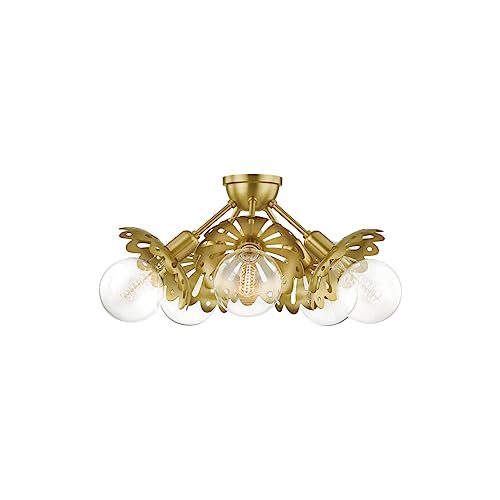 Mitzi H353605-AGB Alyssa Five Light Semi Flush Mount, Aged Brass Alternate Image.jpg