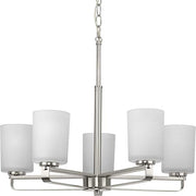 Progress P400286-009 League Collection Five-Light Brushed Nickel and Etched Glass Modern Farmhouse Chandelier Light Alternate Image.jpg