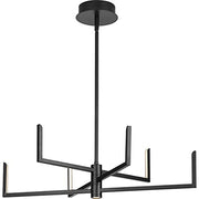 Progress P400260-031-30 Pivot LED Collection Six-Light Matte Black Modern Style Chandelier with Downlight Alternate Image.jpg