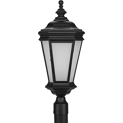 Progress P6440-31MD Crawford Collection One-Light Traditional Textured Black Etched Glass Outdoor Post Light Alternate Image.jpg