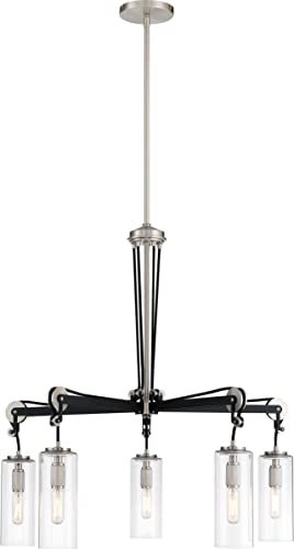 Minka-Lavery 2895-691 Pullman Junction Five Light Chandelier, Coal With Brushed Nickel Alternate Image 3.jpg