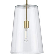 Progress P500242-012 Clarion Collection One-Light Satin Brass Clear Glass Coastal Pendant Light Alternate Image.jpg