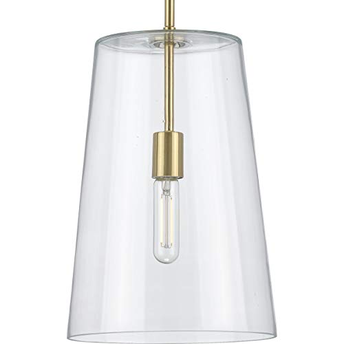 Progress P500242-012 Clarion Collection One-Light Satin Brass Clear Glass Coastal Pendant Light Alternate Image.jpg