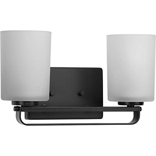 Progress P300342-31M League Collection Two-Light Matte Black and Etched Glass Modern Farmhouse Bath Vanity Light Alternate Image.jpg