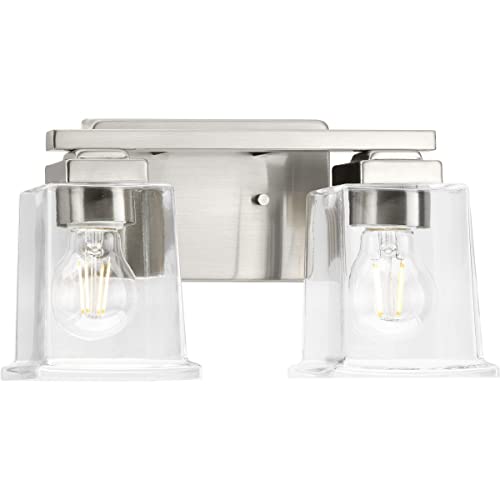 Progress P300378-009 Gilmour Collection Two-Light Modern Farmhouse Brushed Nickel Clear Glass Bath Vanity Light Alternate Image.jpg
