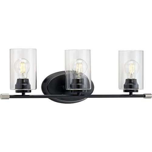 Progress P300278-031 Riley Collection Three-Light Matte Black Clear Glass Modern Bath Vanity Light Alternate Image.jpg