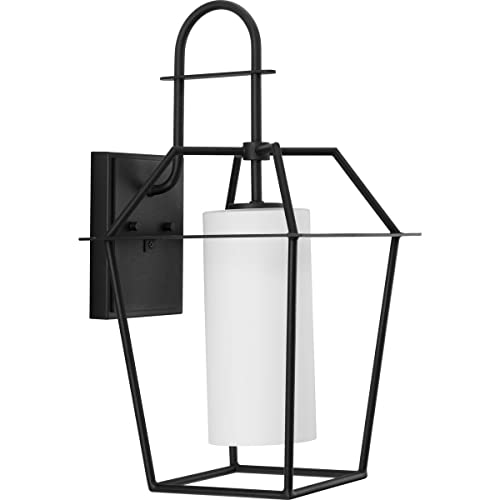 Progress P560315-031 Chilton Collection One-Light New Traditional Textured Black Etched Opal Glass Outdoor Wall Lantern Alternate Image.jpg