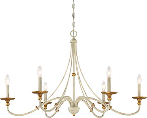 Minka-Lavery 1046-701 Westchester County Six Light Chandelier, Farm House White W/ Gilded Gold Leaf Alternate Image.jpg