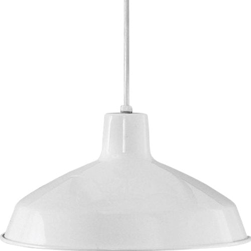 Progress P5094-30 Metal Shade Collection One-Light White Spun Metal Shade Farmhouse Pendant Light Alternate Image.jpg