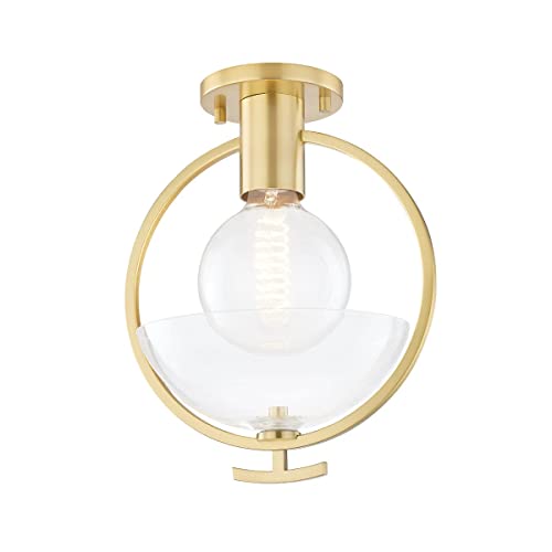 Mitzi H387601-AGB Ringo One Light Semi Flush Mount, Aged Brass Alternate Image.jpg