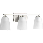 Progress P300133-009 Leap Collection Three-Light Brushed Nickel Etched Glass Modern Bath Vanity Light Alternate Image.jpg