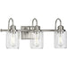 Progress P300322-009 Aiken Collection Three-Light Clear Glass Brushed Nickel Farmhouse Style Bath Vanity Wall Light Alternate Image.jpg