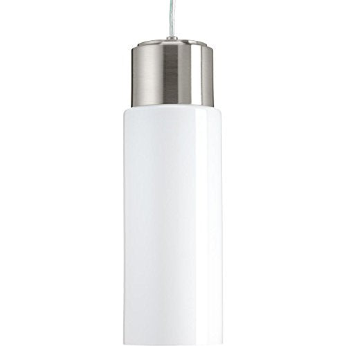 Progress P500065-009-30 Neat LED Collection One-Light Brushed Nickel Glossy Opal Glass Coastal Pendant Light Alternate Image.jpg