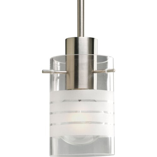 Progress P5158-09 Modern Pendant One-Light Brushed Nickel Clear And Etched Glass Mini-Pendant Light Alternate Image.jpg