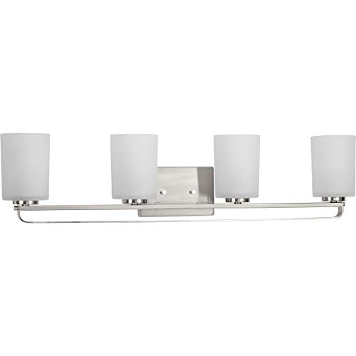 Progress P300344-009 League Collection Four-Light Brushed Nickel and Etched Glass Modern Farmhouse Bath Vanity Light Alternate Image.jpg