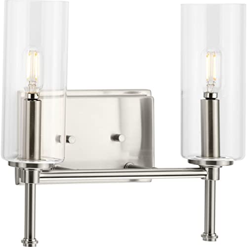 Progress P300357-009 Elara Collection Two-Light New Traditional Brushed Nickel Clear Glass Bath Vanity Light Alternate Image.jpg