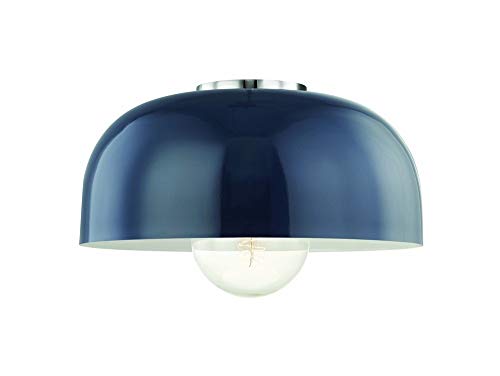 Mitzi H199501L-PN/NVY Avery One Light Semi Flush Mount, Polished Nickel/Navy Alternate Image.jpg