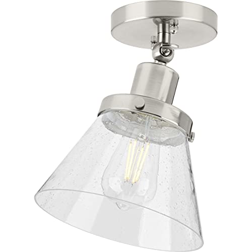 Progress P350198-009 Hinton Collection One-Light Brushed Nickel and Seeded Glass Vintage Style Ceiling Light Alternate Image.jpg