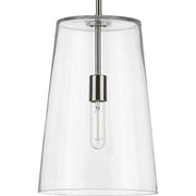 Progress P500242-009 Clarion Collection One-Light Brushed Nickel Clear Glass Coastal Pendant Light Alternate Image.jpg