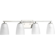 Progress P300134-009 Leap Collection Four-Light Brushed Nickel Etched Glass Modern Bath Vanity Light Alternate Image.jpg