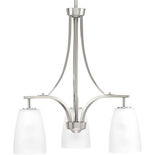 Progress P400042-009 Leap Collection Three-Light Brushed Nickel Etched Glass Modern Chandelier Light Alternate Image.jpg