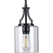 Progress P500208-031 Lassiter Collection One-Light Matte Black Clear Glass Modern Pendant Light Alternate Image.jpg