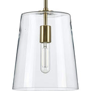 Progress P500241-012 Clarion Collection One-Light Satin Brass Clear Glass Coastal Pendant Light Alternate Image.jpg