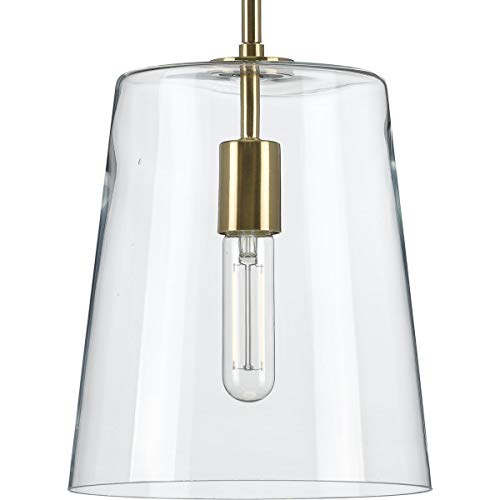 Progress P500241-012 Clarion Collection One-Light Satin Brass Clear Glass Coastal Pendant Light Alternate Image.jpg