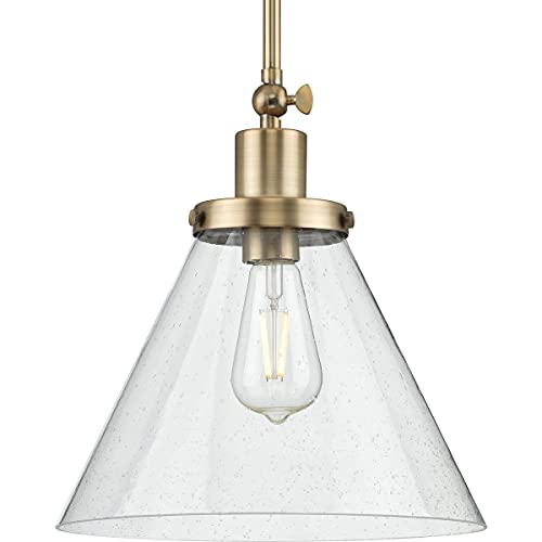 Progress P500324-163 Hinton Collection One-Light Vintage Brass and Seeded Glass Vintage Style Hanging Pendant Light Alternate Image.jpg
