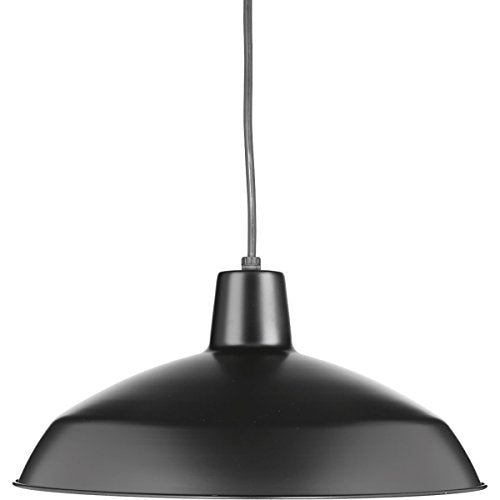 Progress P5094-31 Metal Shade Collection One-Light Matte Black Spun Metal Shade Farmhouse Pendant Light Alternate Image.jpg