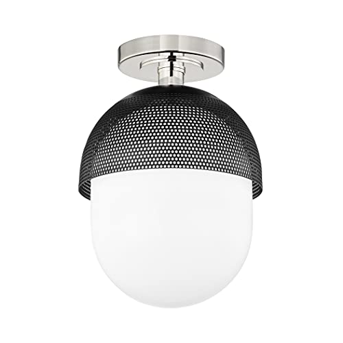 Hudson Valley 6110-PN/BK Nyack One Light Semi Flush Mount, Polished Nickel/Black Alternate Image.jpg