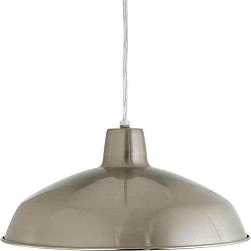 Progress P5094-09 Metal Shade Collection One-Light Brushed Nickel Spun Metal Shade Farmhouse Pendant Light Alternate Image.jpg