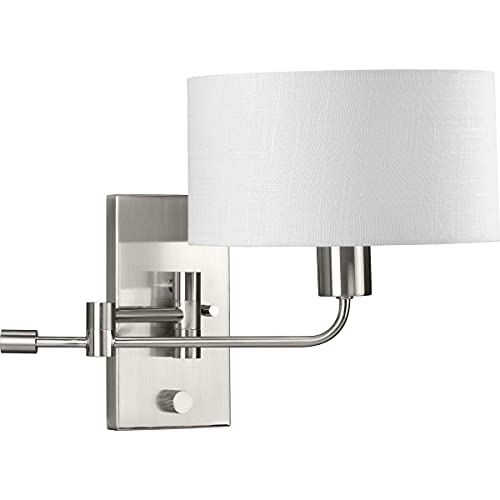 Progress P710104-009 Carrick Collection  One-Light Brushed Nickel Summer Linen Shade Transitional Wall Light Alternate Image.jpg