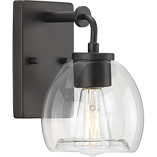 Progress P300345-143 Caisson Collection  One-Light Graphite Clear Glass Urban Industrial Bath Vanity Light Alternate Image.jpg