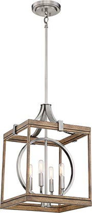Minka-Lavery 4014-280 Country Estates Four Light Pendant, Sun Faded Wood w/ Brushed Nickel Alternate Image.jpg