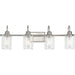 Progress P300323-009 Aiken Collection Four-Light Brushed Nickel Clear Glass Farmhouse Style Bath Vanity Wall Light Alternate Image.jpg