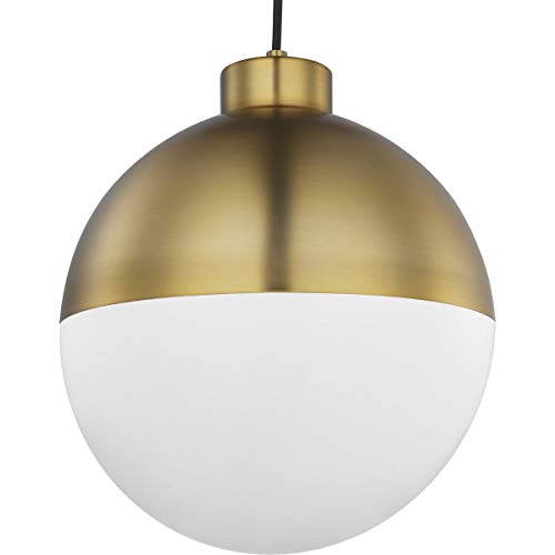 Progress P500148-109-30 Globe LED Collection One-Light Brushed Bronze Opal Glass Mid-Century Modern Pendant Light Alternate Image.jpg