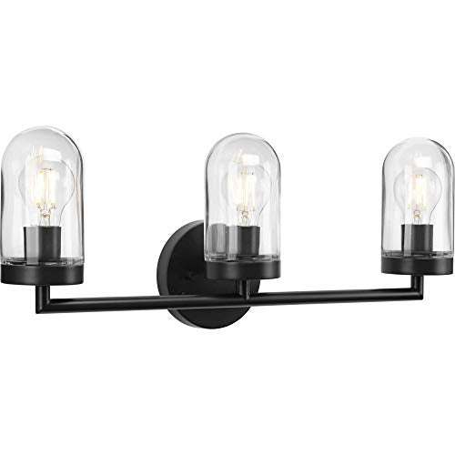 Progress P300176-143 Signal Collection Three-Light Graphite Clear Glass Coastal Bath Vanity Light Alternate Image.jpg