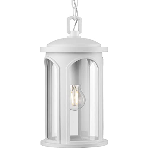 Progress P550050-028 Gables Collection One-Light Coastal Satin White Clear Glass Outdoor Wall Lantern Alternate Image.jpg