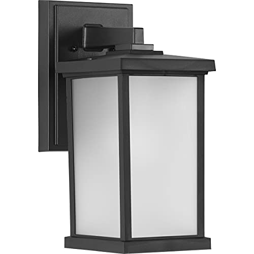 Progress P560289-031 Trafford Non-Metallic Lantern Collection  One-Light Textured Black Frosted Shade Traditional Outdoor Wall Lantern Light Alternate Image.jpg