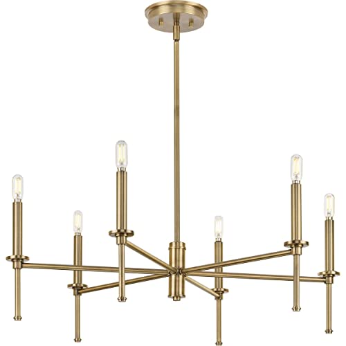 Progress P400294-163 Elara Collection Six-Light New Traditional Vintage Brass  Chandelier Light Alternate Image.jpg