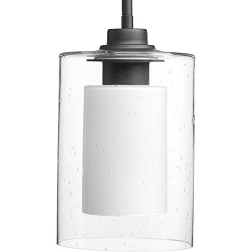 Progress P500018-143 Double Glass One-Light Graphite Etched White Inside/Seeded Glass Outside Glass Farmhouse Pendant Light Alternate Image.jpg