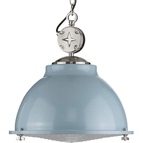 Progress P500212-164 Medal Collection One-Light Coastal Blue Clear Patterned Glass Coastal Pendant Light Alternate Image.jpg