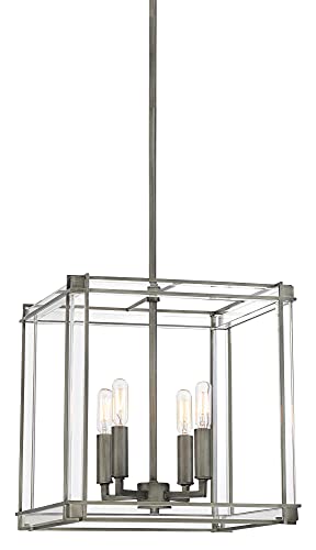 Minka-Lavery 3854-756 Langen Square Four Light Pendant, Antique Nickel (Painted) Alternate Image.jpg