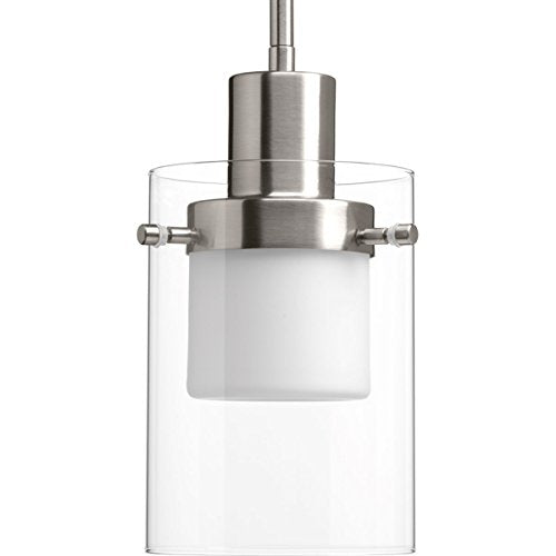 Progress P500000-009-30 Moderna LED Collection Brushed Nickel Clear Glass Mid-Century Modern Pendant Light Alternate Image.jpg