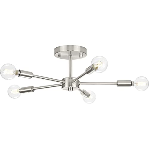 Progress P350219-009 Delayne Collection Five-Light Mid-Century Modern Brushed Nickel Semi-Flush Mount Light Alternate Image.jpg