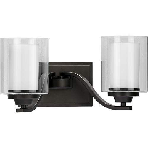 Progress P300121-143 Kene Collection Two-Light Graphite Clear Glass Craftsman Bath Vanity Light Alternate Image.jpg