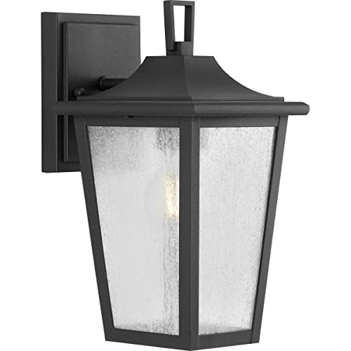 Progress P560307-031 Padgett Collection One-Light Transitional Textured Black Clear Seeded Glass Outdoor Wall Lantern Alternate Image.jpg