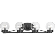 Progress P300115-031 Spatial Collection Four-Light Matte Black Clear Glass Global Bath Vanity Light Alternate Image.jpg