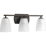 Progress P300133-020 Leap Collection Three-Light Antique Bronze Etched Glass Modern Bath Vanity Light Alternate Image.jpg